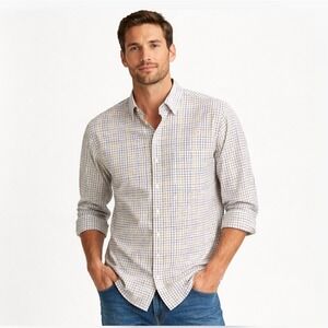 Peter Millar Men's XL Multicolor‎ Check Button Down Shirt Nanoluxe Cotton